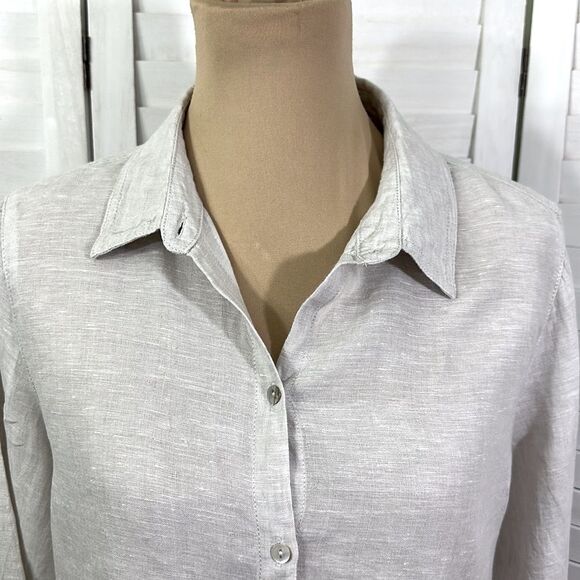 Sigrid Olsen 100% Linen Light Beige Long Sleeve Size Large - Picture 5 of 11